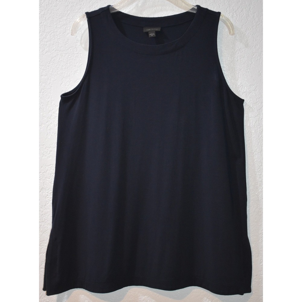 J. Jill Wearever Medium Sleeveless Top Comfy Soft Stretch Navy Blue Side Slits